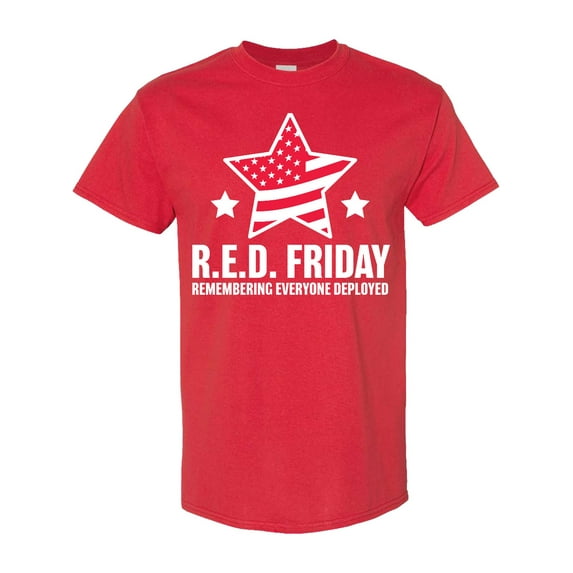 Inktastic Red Friday Remembering Everyone Deployed with Red American Flag T-Shirt