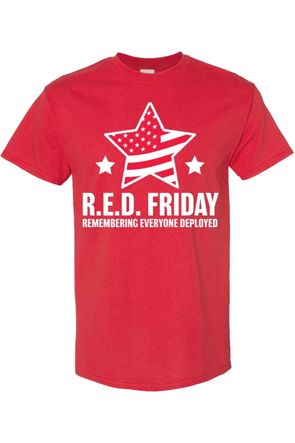Red Friday Remembering Everyone Deployed with Red American Flag T-Shirt