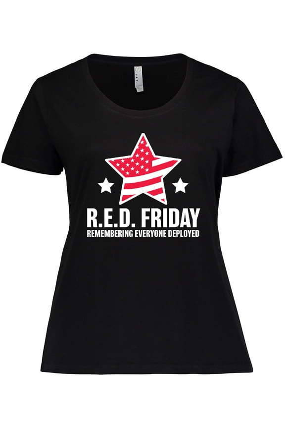 Red Friday Remembering Everyone Deployed with Red American Flag Women's Plus Size T-Shirt