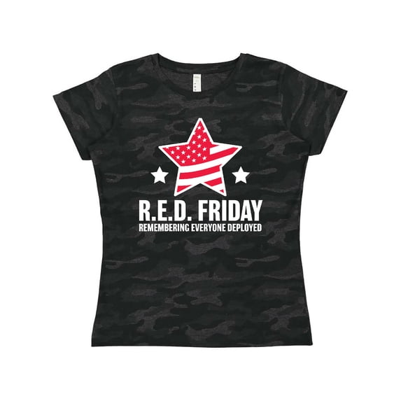 Inktastic Red Friday Remembering Everyone Deployed with Red American Flag Women's T-Shirt