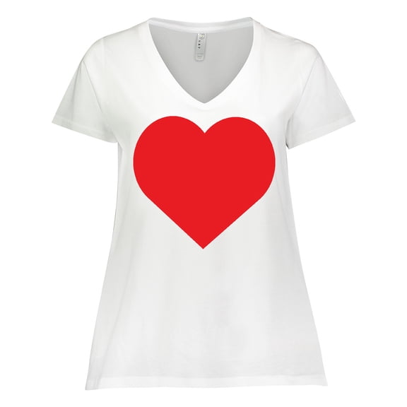 Inktastic Red Heart Women's Plus Size V-Neck T-Shirt