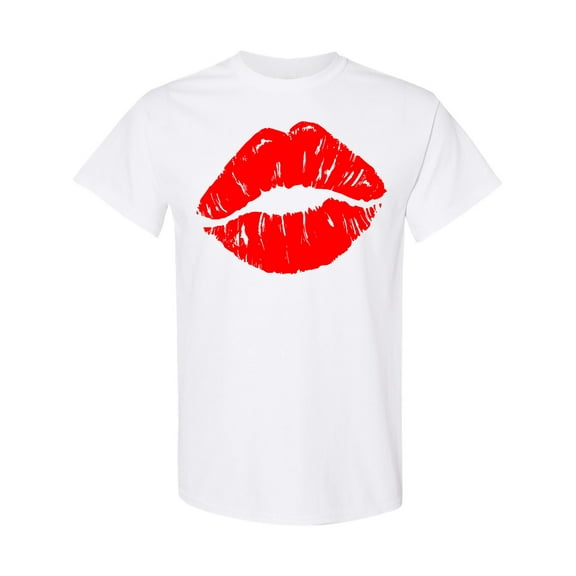 Inktastic Red Lips, Red Lipstick, Kissing Lips, Lips Print T-Shirt