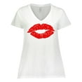 thumbnail image 1 of Inktastic Red Lips Women's Plus Size V-Neck T-Shirt, 1 of 5