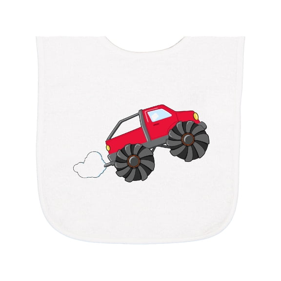 Inktastic Red Monster Truck Action Baby Terry Cloth Bib