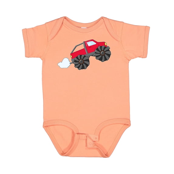 Inktastic Red Monster Truck Action Boys or Girls Baby Bodysuit