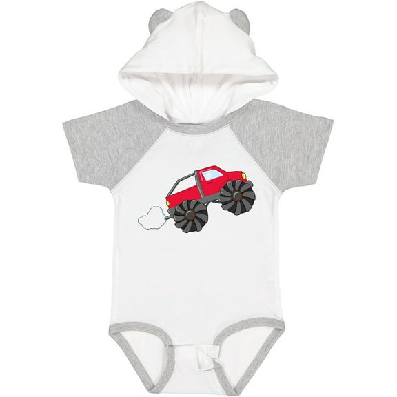 Inktastic Red Monster Truck Action Boys or Girls Baby Bodysuit