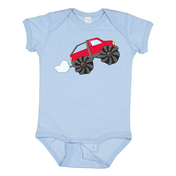 Inktastic Red Monster Truck Action Boys or Girls Baby Bodysuit