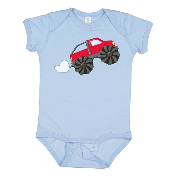 Inktastic Red Monster Truck Action Boys or Girls Baby Bodysuit