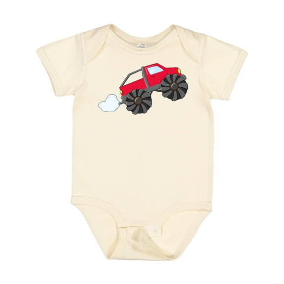 Inktastic Red Monster Truck Action Boys or Girls Baby Bodysuit