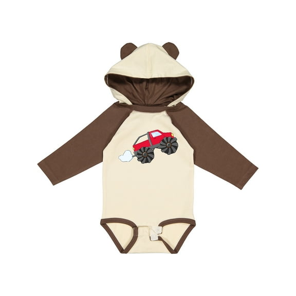 Inktastic Red Monster Truck Action Boys or Girls Long Sleeve Baby Bodysuit
