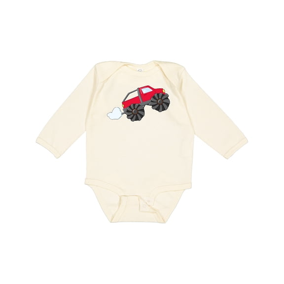 Inktastic Red Monster Truck Action Boys or Girls Long Sleeve Baby Bodysuit