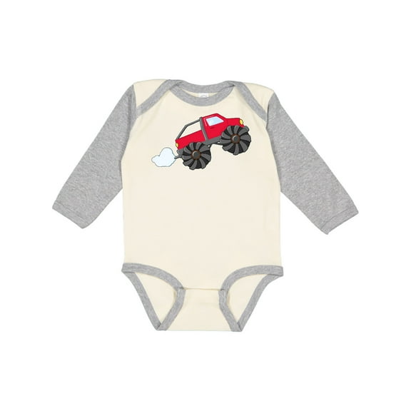 Inktastic Red Monster Truck Action Boys or Girls Long Sleeve Baby Bodysuit