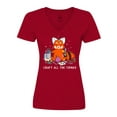 thumbnail image 1 of Inktastic Red Panda Craft All The Things Women's V-Neck T-Shirt, 1 of 5
