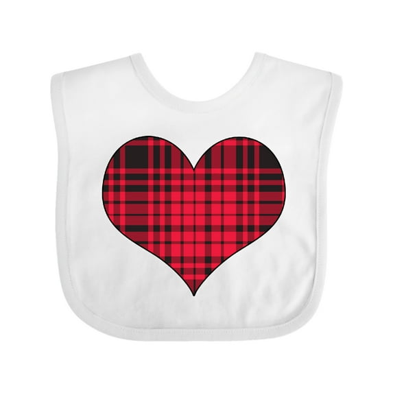 Inktastic Red Plaid Heart Boys or Girls Baby Bib