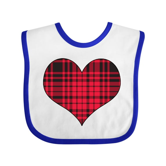 Inktastic Red Plaid Heart Boys or Girls Baby Bib