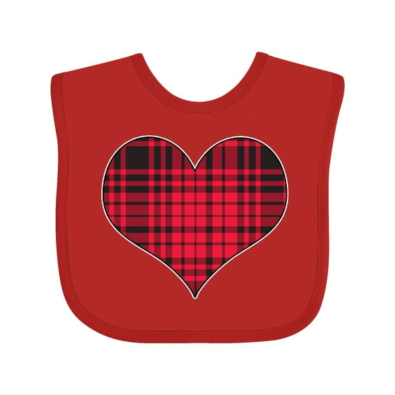 Inktastic Red Plaid Heart Boys or Girls Baby Bib