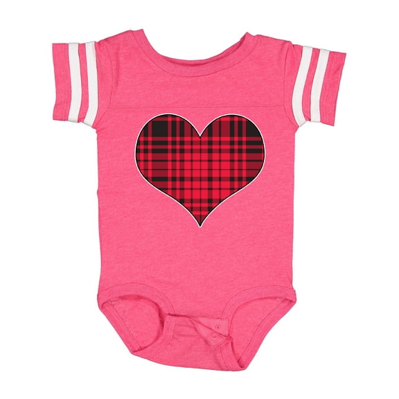 Inktastic Red Plaid Heart Boys or Girls Baby Bodysuit