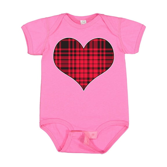 Inktastic Red Plaid Heart Boys or Girls Baby Bodysuit