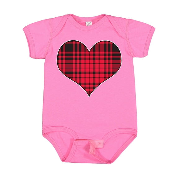 Inktastic Red Plaid Heart Boys or Girls Baby Bodysuit