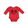 thumbnail image 1 of Inktastic Red Plaid Heart Boys or Girls Long Sleeve Baby Bodysuit, 1 of 5