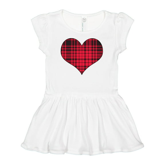 Inktastic Red Plaid Heart Girls Baby Dress