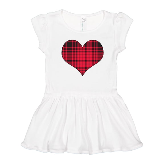 Inktastic Red Plaid Heart Girls Toddler Dress