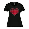 thumbnail image 1 of Inktastic Red Plaid Heart Women's Plus Size T-Shirt, 1 of 5