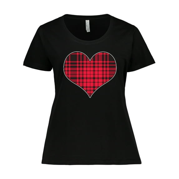 Inktastic Red Plaid Heart Women's Plus Size T-Shirt
