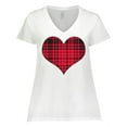 thumbnail image 1 of Inktastic Red Plaid Heart Women's Plus Size V-Neck T-Shirt, 1 of 5