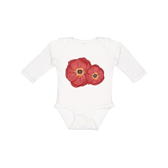 Inktastic Red Poppy Flowers Boys or Girls Long Sleeve Baby Bodysuit