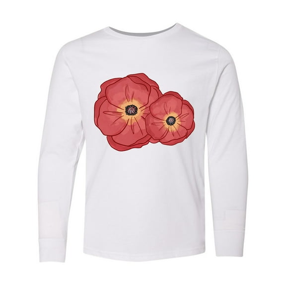 Inktastic Red Poppy Flowers Long Sleeve Youth T-Shirt