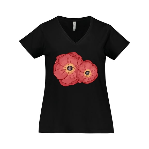 Inktastic Red Poppy Flowers Women's Plus Size V-Neck T-Shirt
