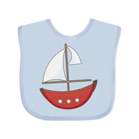 Inktastic Red Sailboat Boys or Girls Baby Bib