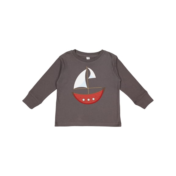 Inktastic Red Sailboat Boys or Girls Long Sleeve Toddler T-Shirt