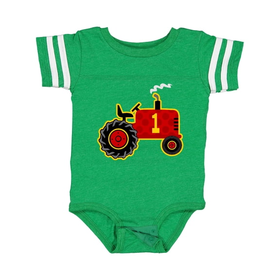 Inktastic Red Tractor 1st Birthday Boys Baby Bodysuit