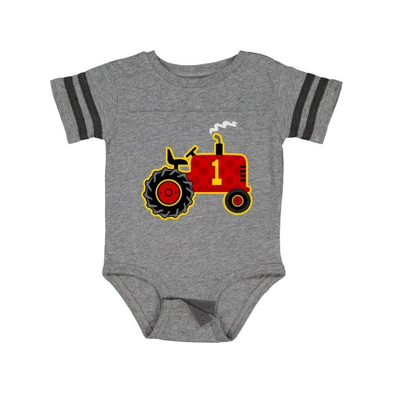 Inktastic Red Tractor 1st Birthday Boys Baby Bodysuit