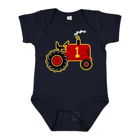 Inktastic Red Tractor 1st Birthday Boys Baby Bodysuit