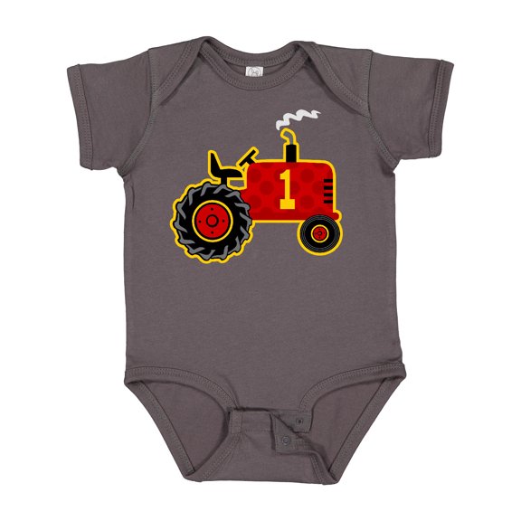 Inktastic Red Tractor 1st Birthday Boys Baby Bodysuit