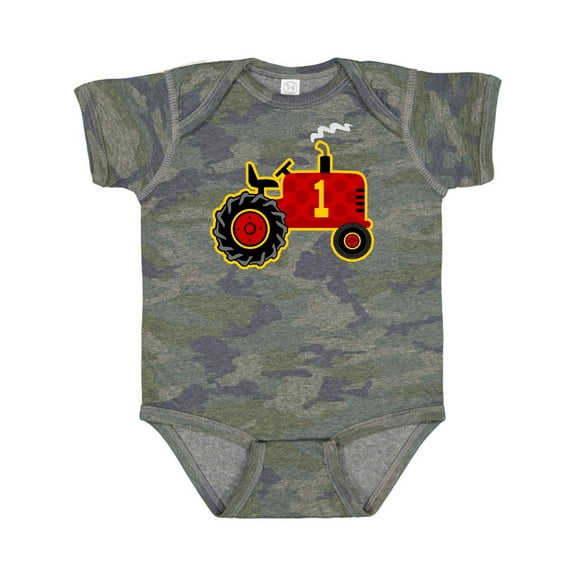 Inktastic Red Tractor 1st Birthday Boys Baby Bodysuit