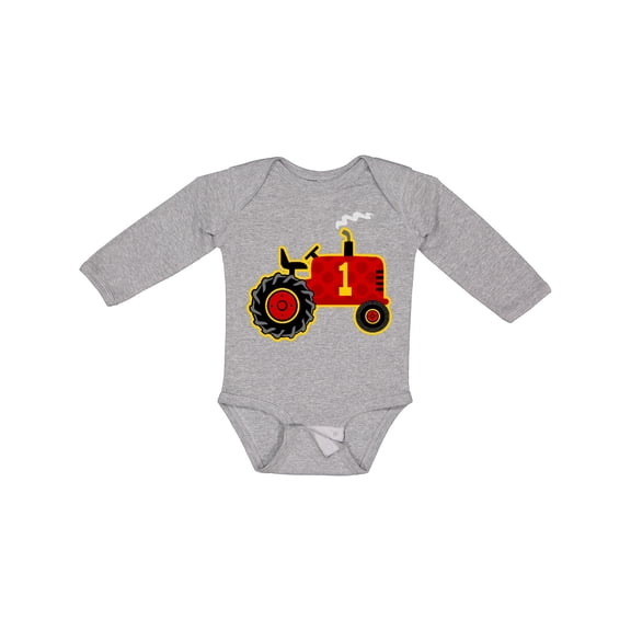Inktastic Red Tractor 1st Birthday Boys Long Sleeve Baby Bodysuit