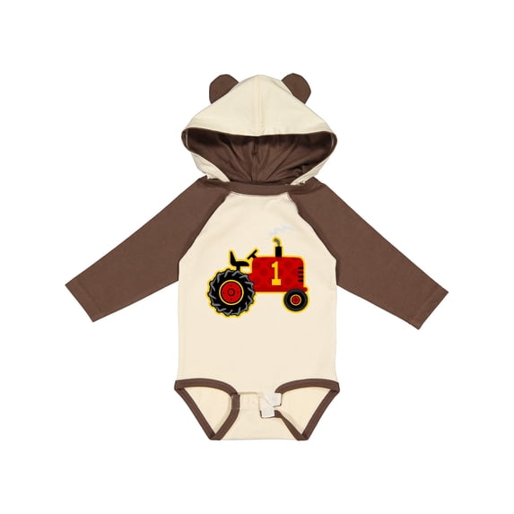 Inktastic Red Tractor 1st Birthday Boys Long Sleeve Baby Bodysuit
