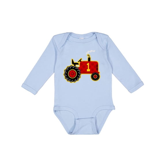 Inktastic Red Tractor 1st Birthday Boys Long Sleeve Baby Bodysuit