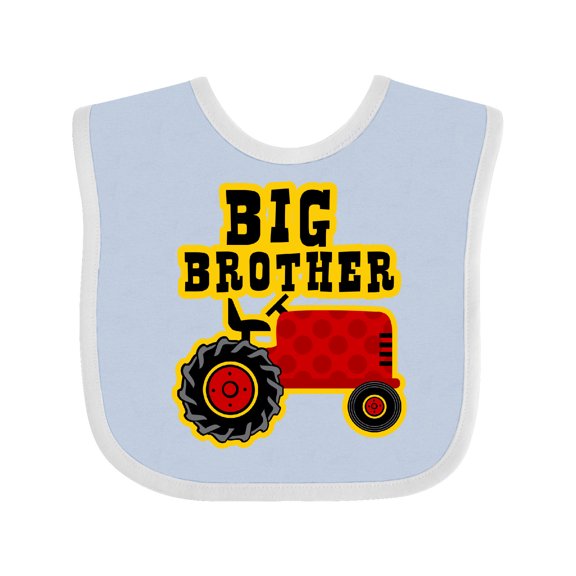 Inktastic Red Tractor Big Brother Boys Baby Bib