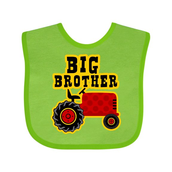 Inktastic Red Tractor Big Brother Boys Baby Bib
