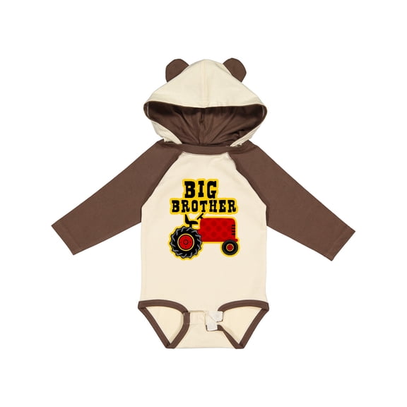 Inktastic Red Tractor Big Brother Boys Long Sleeve Baby Bodysuit