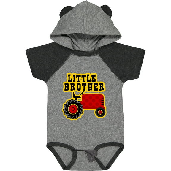 Inktastic Red Tractor Little Brother Boys Baby Bodysuit