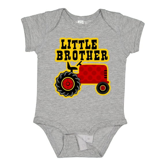 Inktastic Red Tractor Little Brother Boys Baby Bodysuit