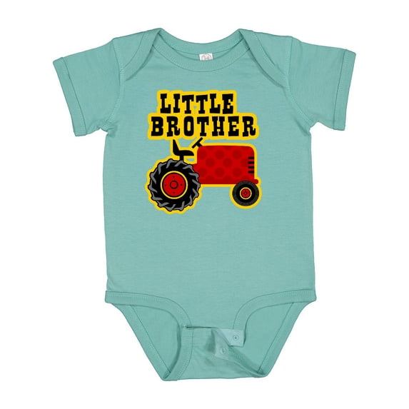 Inktastic Red Tractor Little Brother Boys Baby Bodysuit