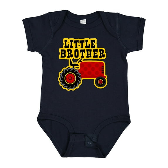Inktastic Red Tractor Little Brother Boys Baby Bodysuit