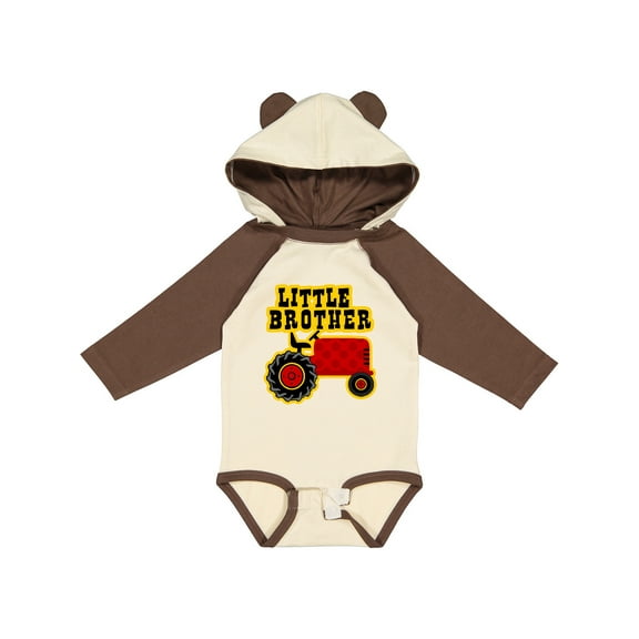 Inktastic Red Tractor Little Brother Boys Long Sleeve Baby Bodysuit